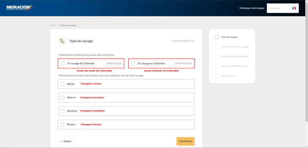 Réaliser le checkmig en ligne. Voyage Colombie. Guide Francophone à Bogota