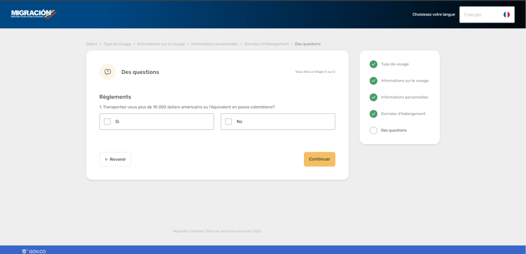 Réaliser le checkmig en ligne. Voyage Colombie. Guide Francophone à Bogota
