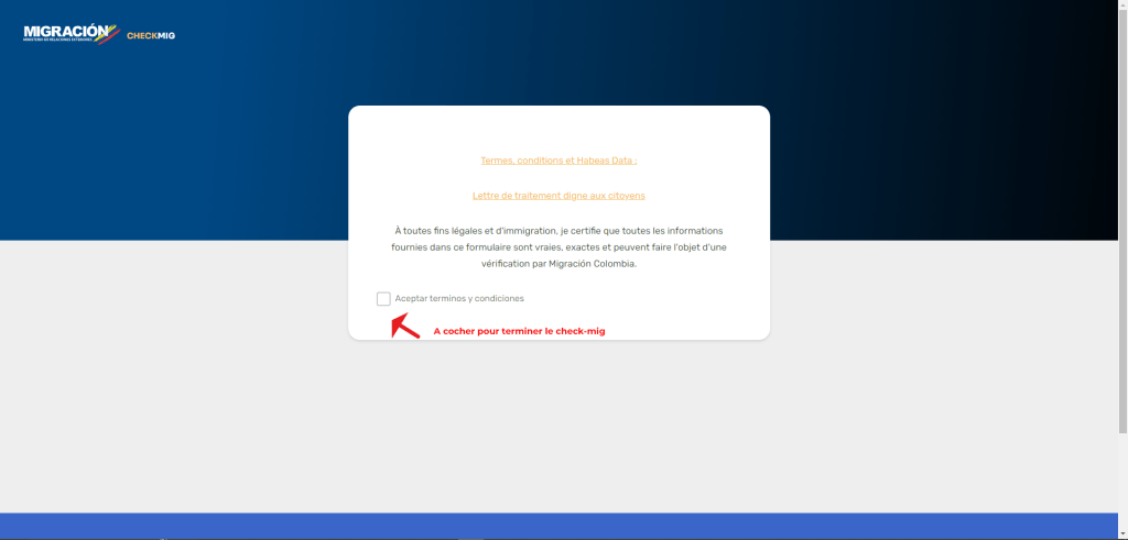 Réaliser le checkmig en ligne. Voyage Colombie. Guide Francophone à Bogota